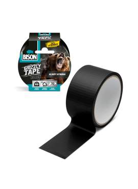 Bandă adezivă întărită cu material BISON Grizzly Super Strong - Neagră - 10 m