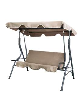 Balansoar de grădină - 170 x 110 x 153 cm - bej închis - cu suport pentru pahare