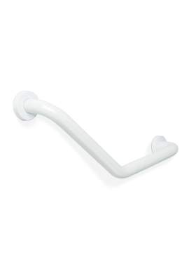 Bară de sprijin baie unghi 45° – oțel inoxidabil – alb – 25 + 25 cm – capacitate 200 kg