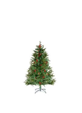 Brad artificial – 120 cm – PE/PVC – cu bobițe roșii