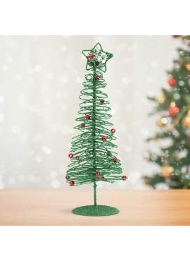 Brăduț metalic - ornament de Crăciun - 28 cm - verde