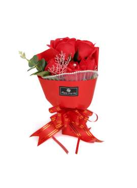 Buchet decorativ cu trandafiri în cutie cadou - 23 x 16 x 8 cm