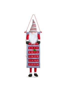 Calendar de perete de Advent - 3D cu elf scandinav - textil - 100 x 28 cm