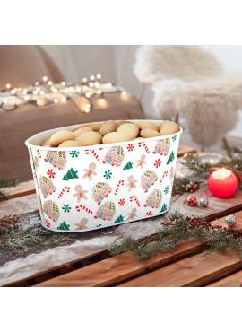 Coș decorativ din metal – model căsuță din turtă dulce – 19 x 11,5 x 9,5 cm