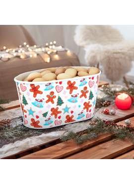 Coș decorativ din metal – model turtă dulce – 19 x 11,5 x 9,5 cm