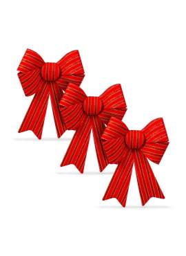 Decor Crăciun - fundiță - roșu - 10 x 13 cm - 3 buc/pachet