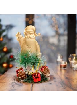 Decor de Advent - cu suport de lumănare - cupru, Moș Crăciun - 8 x 13 cm