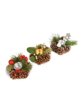 Decor de Advent - cu suport pentru lumănări - 6 tipuri - 13 cm