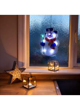 Decor fereastra LED PVC - om de zăpadă - 26 x 17 cm - 3 x AAA