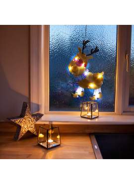 Decor fereastra LED PVC - ren - 28 x 17 cm - 3 x AAA