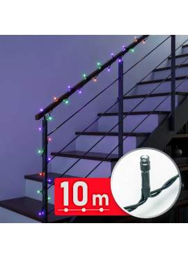 Decor Luminos Crăciun - Șir Lumini LED - 10 m - Multicolor - 200 LED - 220-240 V - 6 W - Cablu Verde