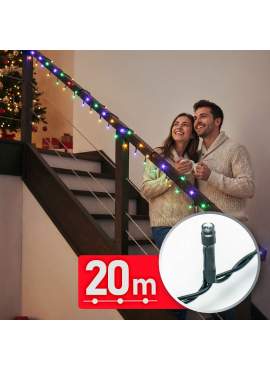 Decor Luminos Crăciun - Șir Lumini LED - 20 m - Multicolor - 400 LED - 220-240 V - 6 W - Cablu Verde