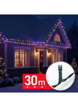 Decor Luminos Crăciun - Șir Lumini LED - 30 m - Multicolor - 600 LED - 220-240 V - 6 W - Cablu Verde