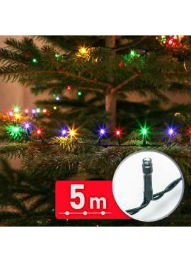 Decor Luminos Crăciun - Șir Lumini LED - 5 m - Multicolor - 100 LED - 220-240 V - 6 W - Cablu Verde
