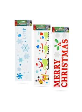 Decor pentru fereastră de Crăciun - din gel - 49,5 x 15 cm - 3 tipuri