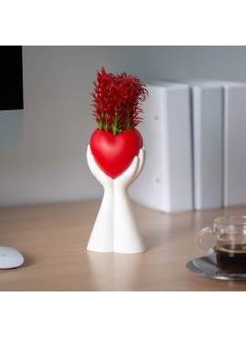 Decor plante artificiale - roșu, inimă - 10 x 35 cm