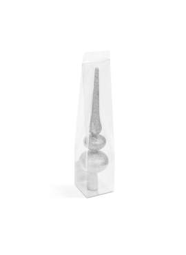 Decor vârf de brad de Crăciun - argintiu, sclipitor - 30 x 7 cm