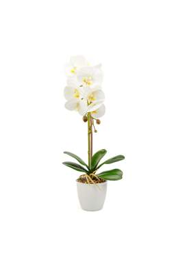 Decorațiune cu plantă artificială – Orhidee albă – 48 cm