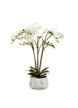 Decorațiune cu plantă artificială – Orhidee albă – 58 cm