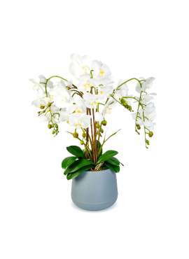 Decorațiune cu plantă artificială – Orhidee albă – 83 cm