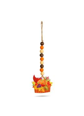 Decorațiune de toamnă – coș al abundenței – din lemn – agățat – 29 x 9 cm