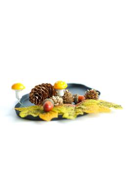 Decorațiune de toamnă – set frunze, conuri de brad și dovleci – 4 modele