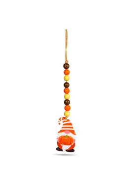 Decorațiune de toamnă – spiriduș cu dovleac – din lemn – agățat – 31 x 5 cm