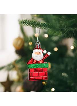 Decorațiune festivă – figură Moș – suspendabilă – plastic – 7,5 x 5 cm