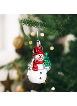 Decorațiune festivă – figură om de zăpadă – suspendabilă – plastic – 9 x 5,5 cm