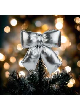Decorațiune fundă – argintie sclipitoare – 21 x 19 cm – poliester