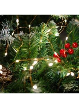 Fâșie luminoasă tip ghirlandă – 100 microLED-uri – lumină alb cald – 10 m – pe baterii AA