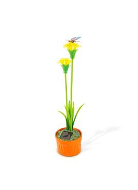 Floare colorată solară - 8 x 8 x 32 cm - 10 LED-uri alb cald - galben