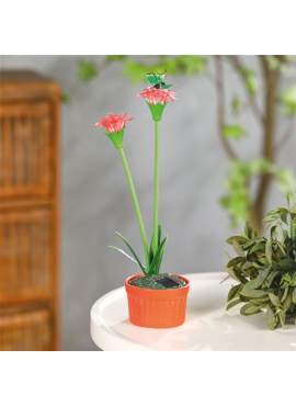 Floare colorată solară - 8 x 8 x 32 cm - 10 LED-uri alb cald - rosu