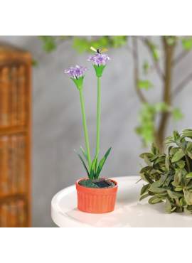 Floare colorată solară - 8 x 8 x 32 cm - 10 LED-uri alb cald - violet