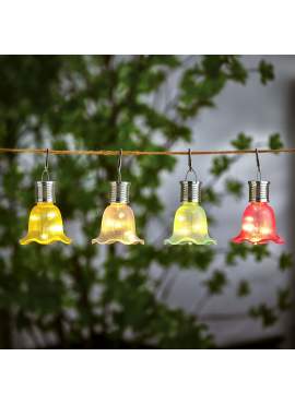 Floare solară suspendată - 4 tipuri - 3 LED-uri alb cald - 17,5 x 9,5 cm