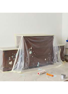 Folie protecție cu bandă adezivă mascare – 20 m × 2.5 m – 7 µm