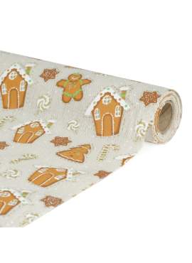 Frunner decorativ de masă – 180 x 28 cm – 70% poliester, 30% bumbac – model turtă dulce, crem