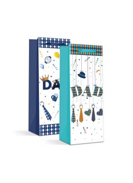 Geanta cadou sticle - hartie - 360 x 127 x 83 mm - 2 tipuri / pachet