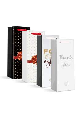 Geanta cadou sticle - hartie - 360 x 127 x 83 mm - 4 tipuri / pachet