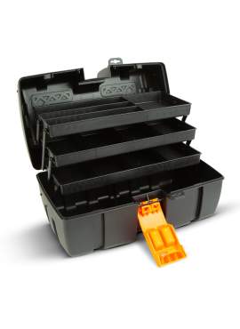 Geantă de scule pliabilă cu tavă triplă - plastic - 37 x 23 x 21 cm