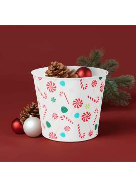Ghiveci decorativ metalic – model bastonaș de zahăr – Ø13 x 11 cm