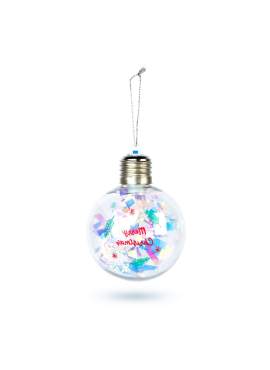 Glob de Crăciun cu LED RGB – transparent – plastic – 8 cm – pe baterii LR44
