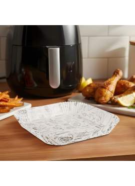 Hârtie de Coacere pentru Air Fryer - Cu Model, Pătrată, 20 x 20 cm - 50 Bucăți/Pachet