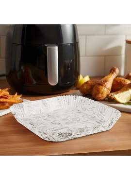 Hârtie de Coacere pentru Air Fryer - Cu Model, Pătrată, 23 x 26 cm - 50 Bucăți/Pachet