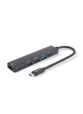 Hub USB multifuncțional - HDMI + Type-C 3.0 - 3xUSB-A, 1xType-C - 5 Gbps, 100 W - negru