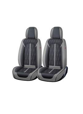 Huse auto premium 5 locuri Carguard Deluxe piele ecologică perforată - gri - negru