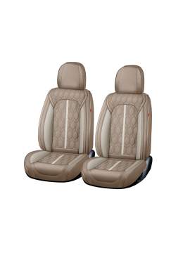 Huse auto premium 5 locuri Carguard Deluxe piele ecologică perforată - maro deschis - crem