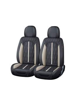 Huse auto premium 5 locuri Carguard Deluxe piele ecologică perforată - negru - alb