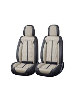 Huse auto premium 5 locuri Carguard Deluxe piele ecologică perforată - negru - crem