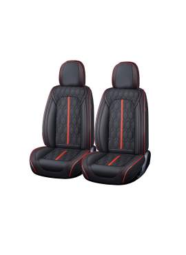 Huse auto premium 5 locuri Carguard Deluxe piele ecologică perforată - negru - rosu